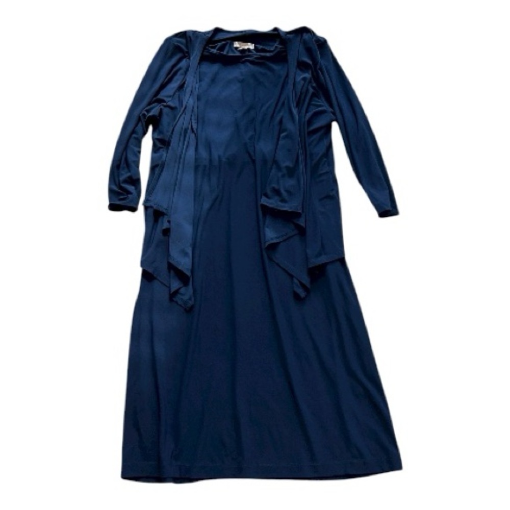 🔹CB ESTABLISHED 1962: Women’s 16, navy blue midi dress w/attached cardigan🔹